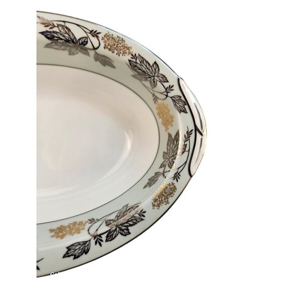 Noritake China 5487 Oval Dish With Floral Leaf Design Made In Japan Porcelain - Picture 7 of 9